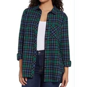 NEW Gap Women's Soft Cotton Flannel Shirt Relaxed Fit Button-Up Size M